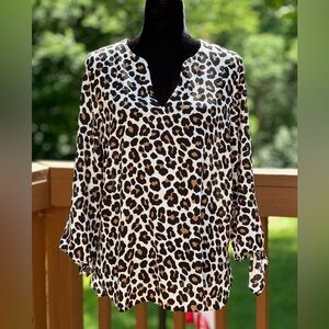 Michael Kors leopard print tie sleeve blouse